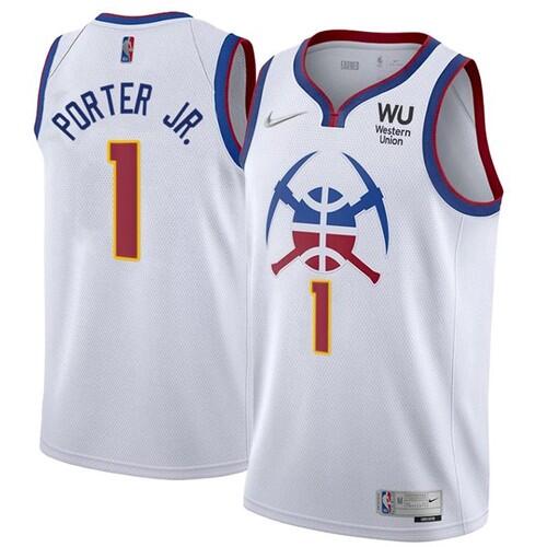 Men's Denver Nuggets #1 Michael Porter Jr. White Stitched Jersey Men's Denver Nuggets #1 Michael Porter Jr. White Stitched Jersey